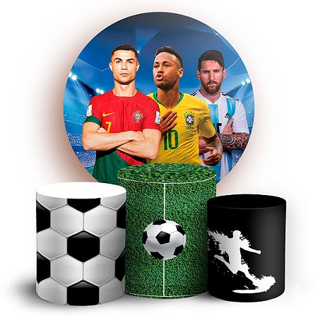 Capas Painel Redondo e Trio Cilindro Sublimado - Futebol