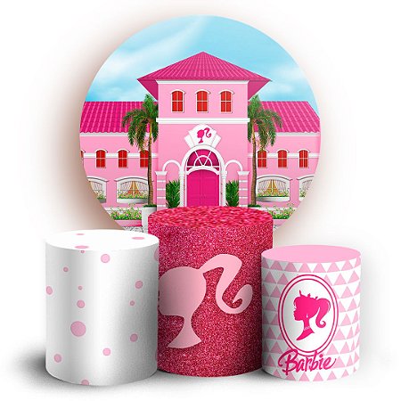 Capas Painel Redondo e Trio Cilindro Sublimado - Barbie