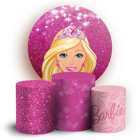 Capas Painel Redondo e Trio Cilindro Sublimado - Barbie