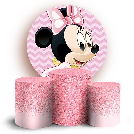 Capas Painel Redondo e Trio Cilindro Sublimado - Minnie