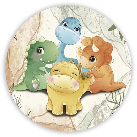 Capa Painel Redondo Sublimado - Dinossauro Cute