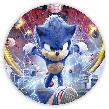 Painel Redondo - Sonic Filme - Sublimado 3D