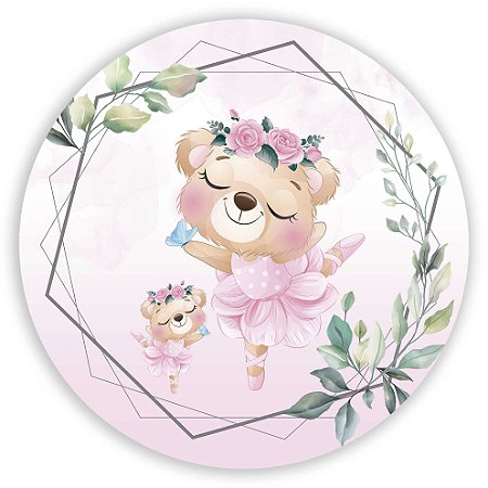 Capa Painel Redondo Sublimado - Ursinha Bailarina