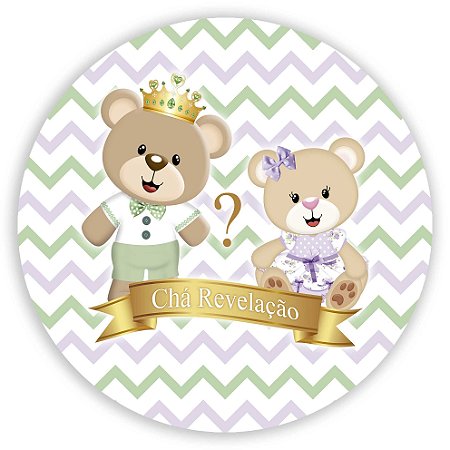 Capa Painel Redondo Sublimado - Ursinhos (chá revelação)