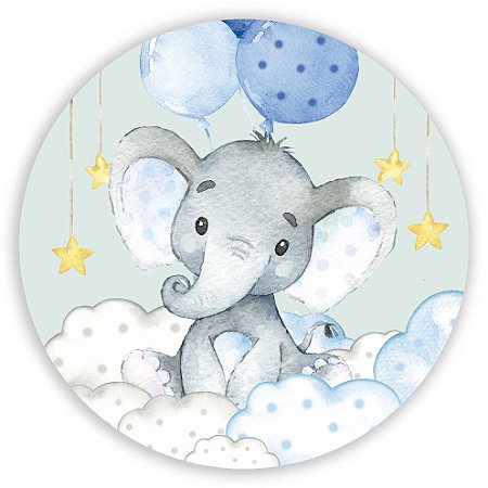 Capa Painel Redondo Sublimado - Elefante Azul