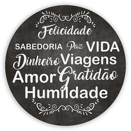 Painel Redondo - Gratidão Frase Positividade - Sublimado 3D