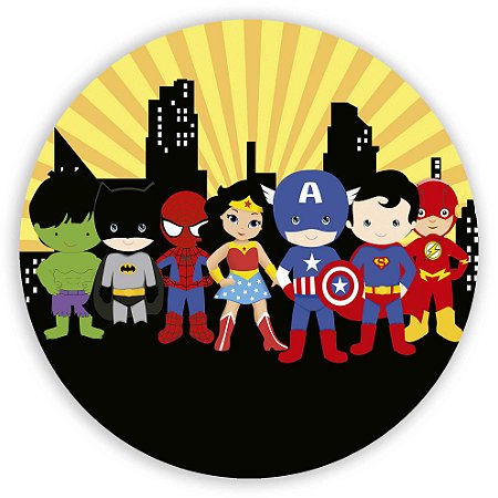Painel Redondo - Herois Cute - Sublimado 3D