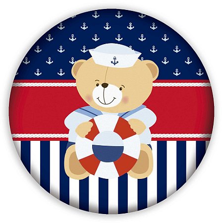 Capa Painel Redondo Sublimado - Ursinho Marinheiro