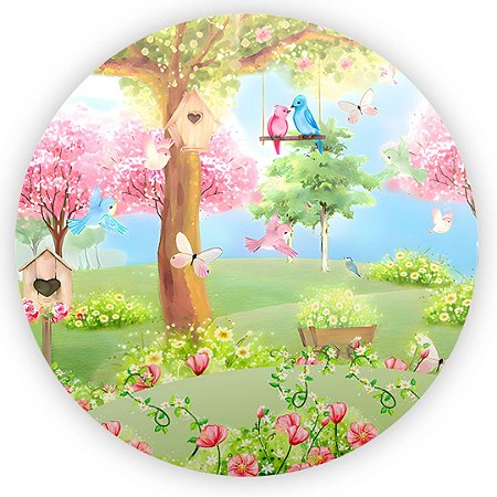 Capa Painel Redondo Sublimado - Jardim