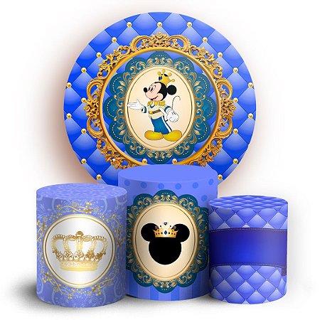 Capas Painel Redondo e Trio Cilindro Sublimado - Mickey Realeza
