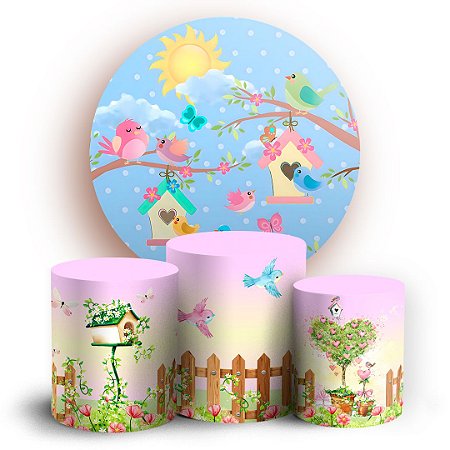 Capas Painel Redondo e Trio Cilindro Sublimado - Jardim