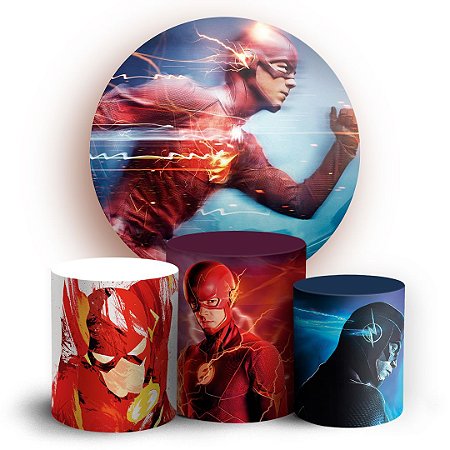 Capas Painel Redondo e Trio Cilindro Sublimado - The Flash