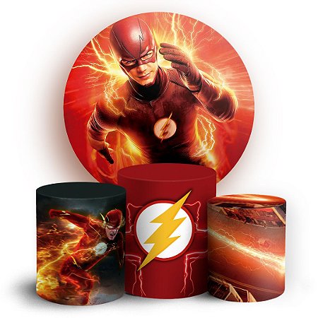 Capas Painel Redondo e Trio Cilindro Sublimado - The Flash