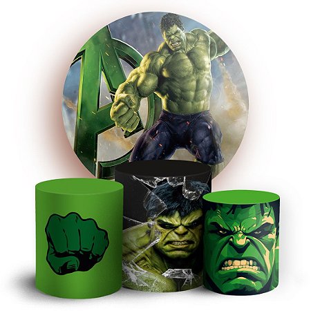 Capas Painel Redondo e Trio Cilindro Sublimado - Hulk