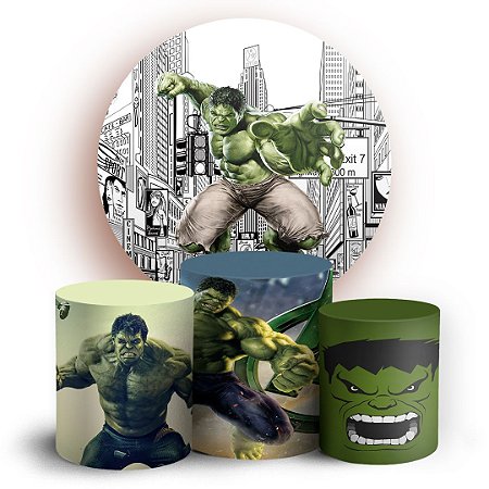 Capas Painel Redondo e Trio Cilindro Sublimado - Hulk