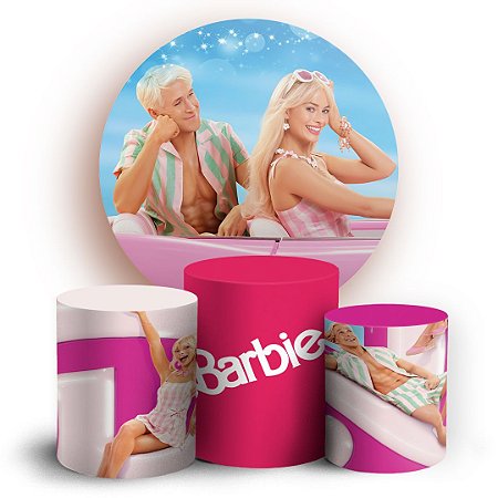 Capas Painel Redondo e Trio Cilindro Sublimado - Barbie Filme