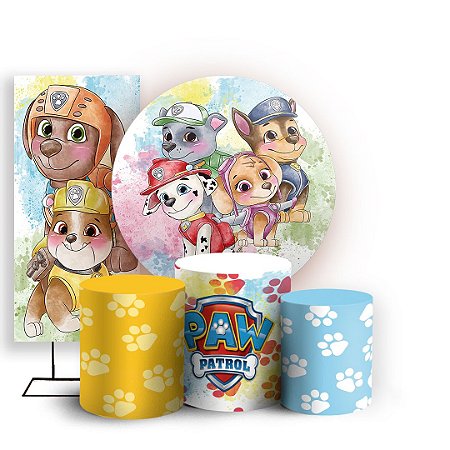 Capas Painel Redondo Trio Cilindro e Faixa Lateral Sublimado - Patrulha Canina