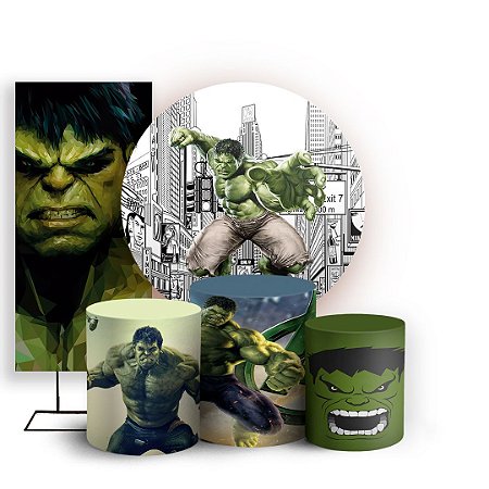 Capas Painel Redondo Trio Cilindro e Faixa Lateral Sublimado - Hulk