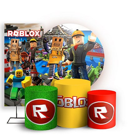 Capas Painel Redondo Trio Cilindro e Faixa Lateral Sublimado - Roblox