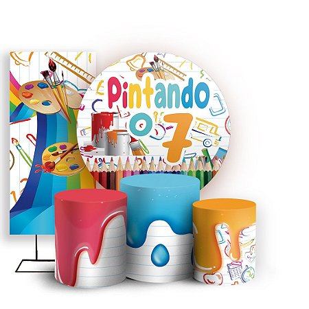 Capas Painel Redondo Trio Cilindro e Faixa Lateral Sublimado - Pintando o Sete