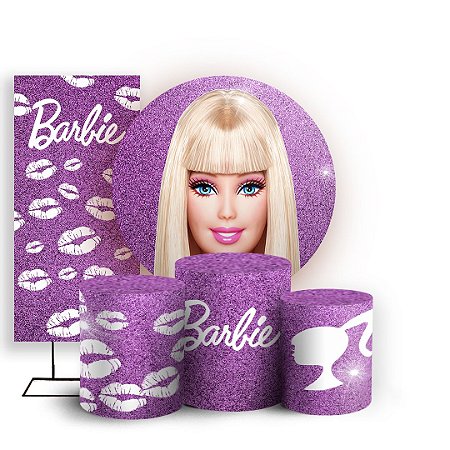 Capas Painel Redondo Trio Cilindro e Faixa Lateral Sublimado - Barbie