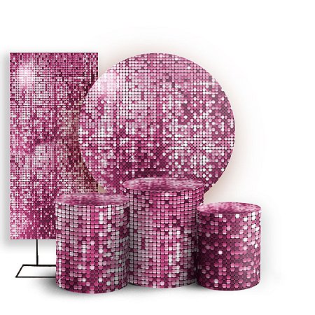 Capas Painel Redondo Trio Cilindro e Faixa Lateral Sublimado - Lantejoulas