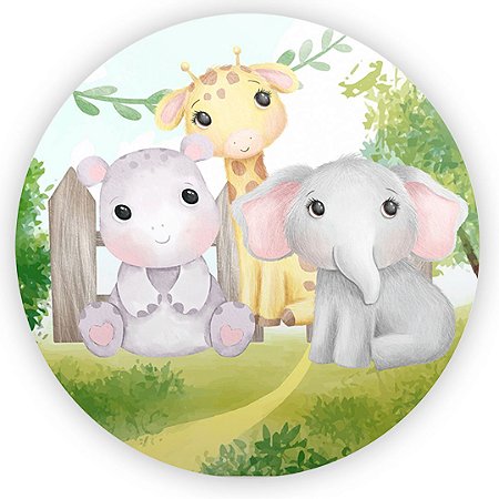 Capa Painel Redondo Sublimado - Safari Aquarela