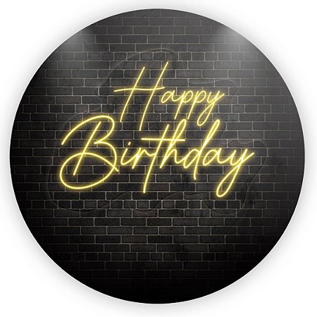 Capa Painel Redondo Sublimado - Aniversário Neon