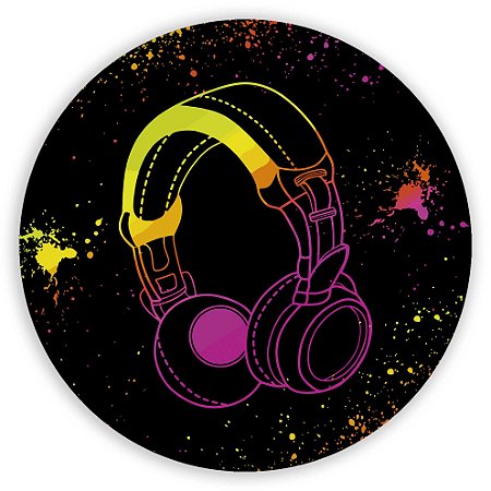 Painel Redondo - Musica Neon - Sublimado 3D