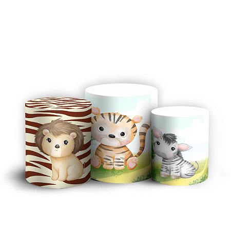 Capas Trio Cilindro Sublimado Vest Facil - Safari Aquarela