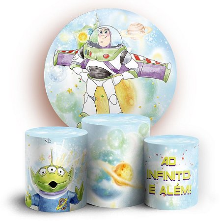 Capas Painel Redondo e Trio Cilindro Sublimado - Toy Story Aquarela