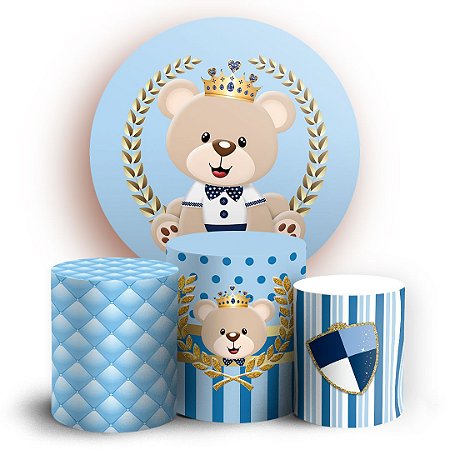 Capas Painel Redondo e Trio Cilindro Sublimado - Príncipe Urso