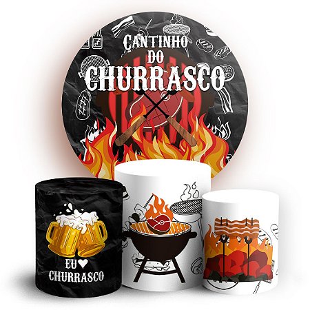Capas Painel Redondo e Trio Cilindro Sublimado - Churrasco