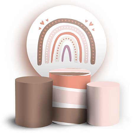 Capas Painel Redondo e Trio Cilindro Sublimado - Arco Íris