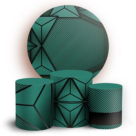 Capas Painel Redondo e Trio Cilindro Sublimado - Abstrato Verde