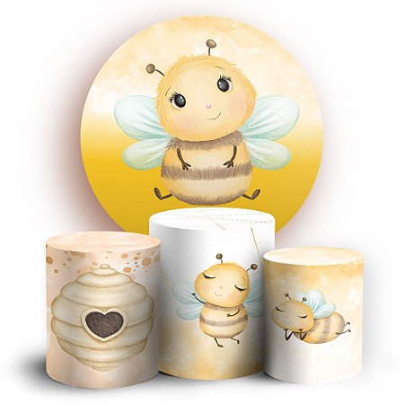 Capas Painel Redondo e Trio Cilindro Sublimado - Abelinha