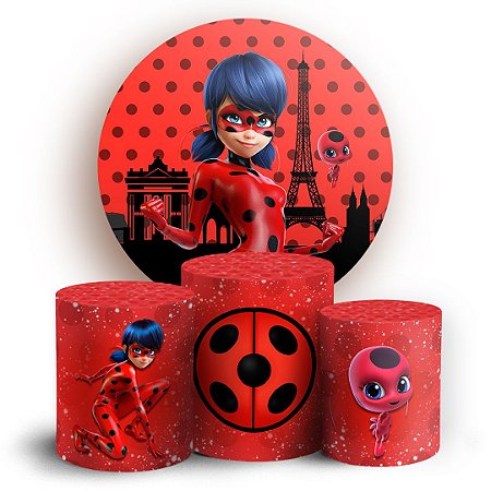 Capas Painel Redondo e Trio Cilindro Sublimado - Ladybug