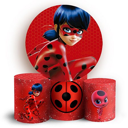 Capas Painel Redondo e Trio Cilindro Sublimado - Ladybug