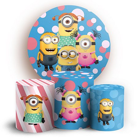 Capas Painel Redondo e Trio Cilindro Sublimado - Minions