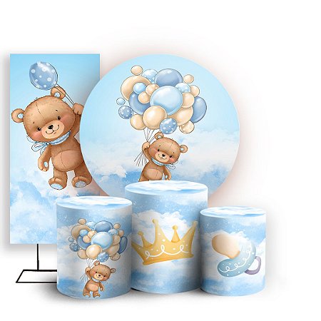 Capas Painel Redondo Trio Cilindro e Faixa Lateral Sublimado - Urso Baloeiro