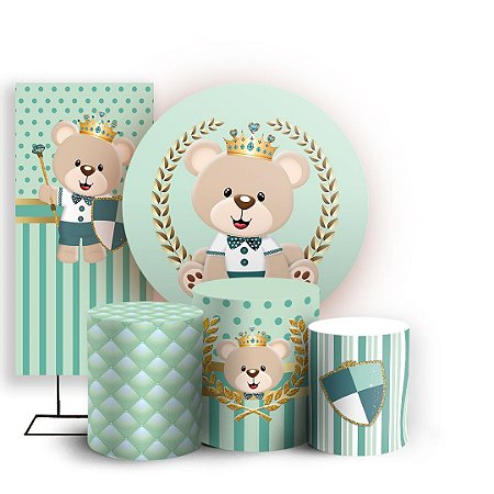 Capas Painel Redondo Trio Cilindro e Faixa Lateral Sublimado - Príncipe Urso