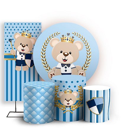 Capas Painel Redondo Trio Cilindro e Faixa Lateral Sublimado - Príncipe Urso