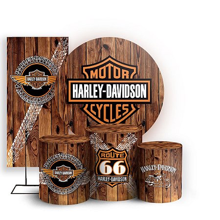 Capas Painel Redondo Trio Cilindro e Faixa Lateral Sublimado - Harley Davidson