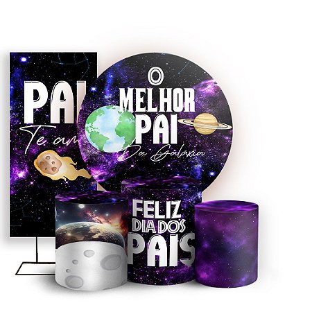 Capas Painel Redondo Trio Cilindro e Faixa Lateral Sublimado - Dia dos Pais Galaxia