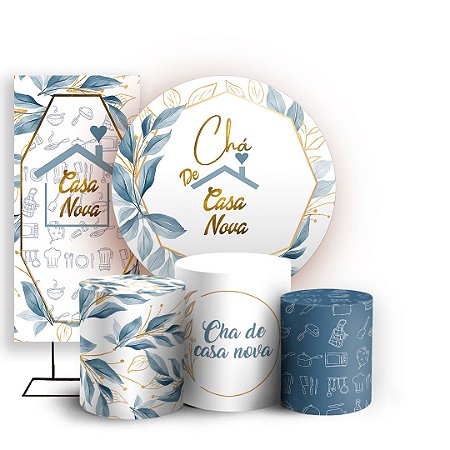 Capas Painel Redondo Trio Cilindro e Faixa Lateral Sublimado - Chá de Casa Nova