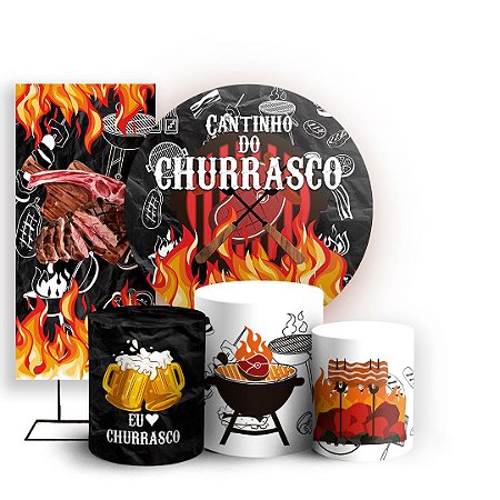 Capas Painel Redondo Trio Cilindro e Faixa Lateral Sublimado - Churrasco