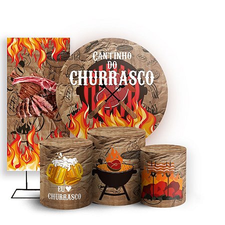Capas Painel Redondo Trio Cilindro e Faixa Lateral Sublimado - Churrasco