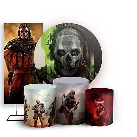 Capas Painel Redondo Trio Cilindro e Faixa Lateral Sublimado - Call Of Dutty