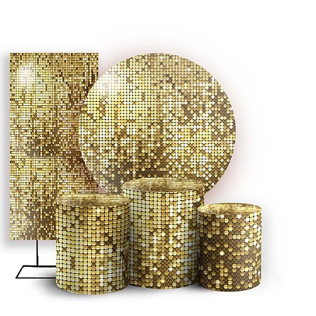 Capas Painel Redondo Trio Cilindro e Faixa Lateral Sublimado - Lantejoulas