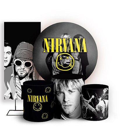 Capas Painel Redondo Trio Cilindro e Faixa Lateral Sublimado - Nirvana